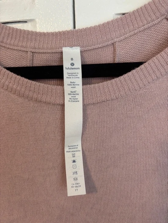 Blush Pink Lululemon Knit Sweater Tie Detail Long Sleeve Athleisure Top - Picture 3 of 6